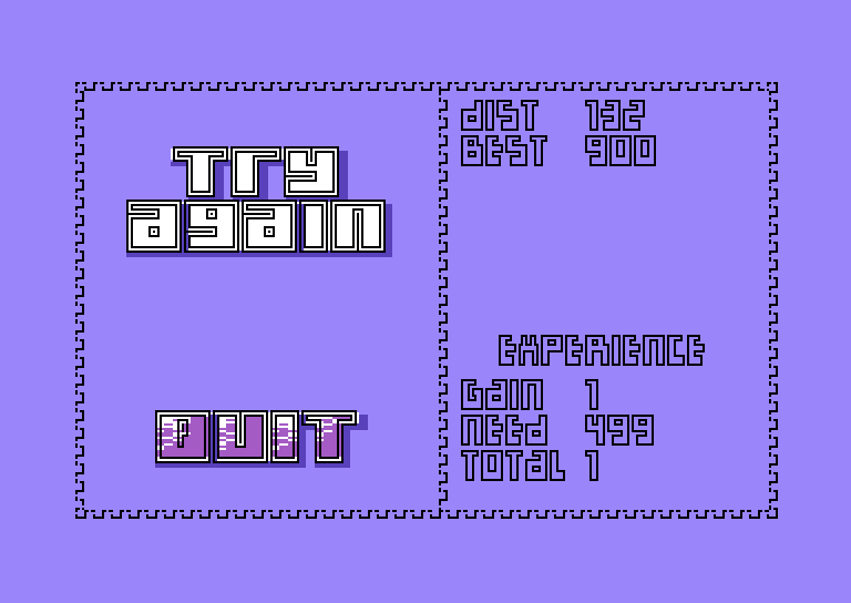 The results screen, with experience gained